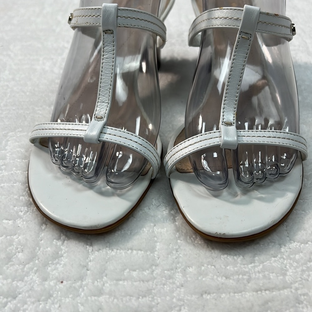Etienne Aigner white t-strap high heel sandals size 10 - Picture 2 of 8